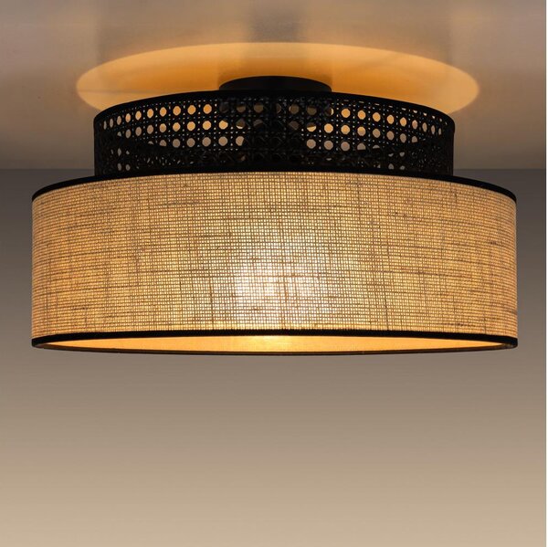 Plafoniera BOHO 1xE27/60W/230V diametro 40 cm nero/rattan