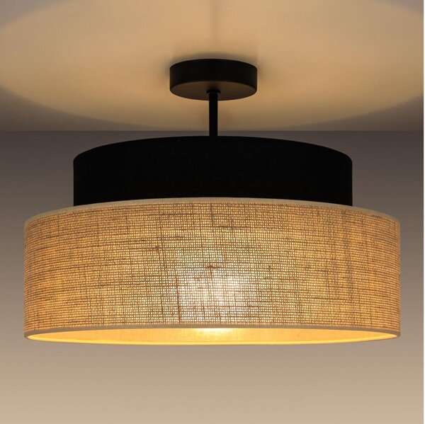 Lampadario a plafone BOHO 1xE27/60W/230V diametro 40 cm nero/beige