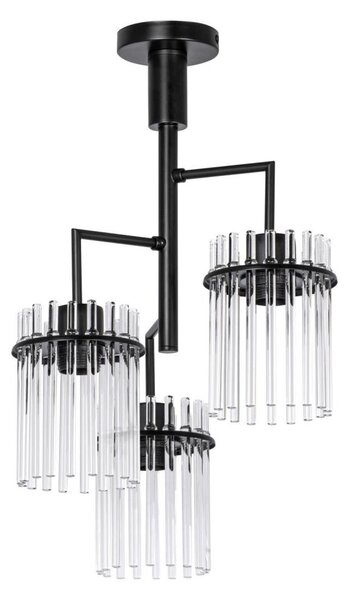 Lampadario a sospensione con supporto rigido 3xE27/60W/230V nero/limpido