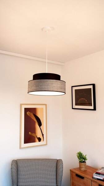 Lampadario a sospensione con filo GRACE 1xE27/60W/230V diametro 40 cm nero/grigio