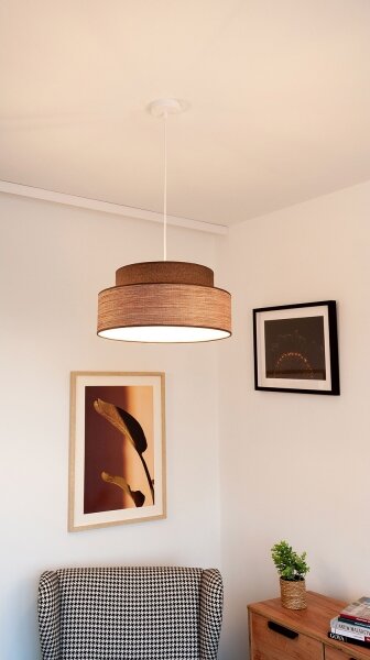 Lampadario a sospensione con filo GRACE 1xE27/60W/230V diametro 40 cm marrone/beige