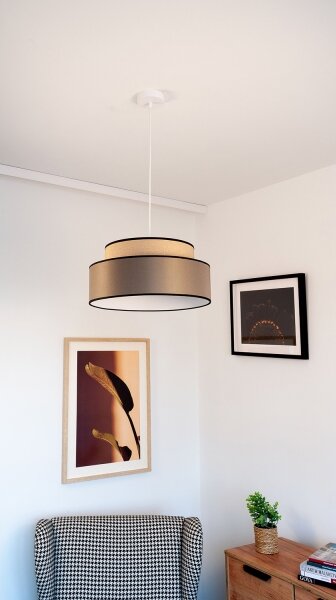 Lampadario a sospensione con filo GRACE 1xE27/60W/230V diametro 40 cm beige/marrone