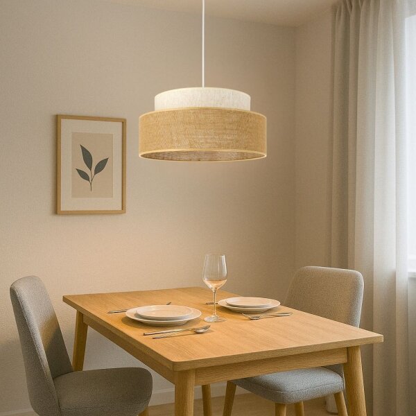 Lampadario a sospensione con filo BOHO 1xE27/60W/230V diametro 40 cm color crema/beige