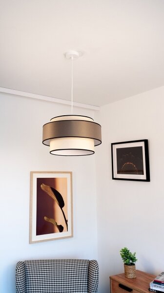 Lampadario a sospensione con filo GRACE 1xE27/60W/230V diametro 40 cm color crema/marrone