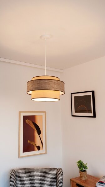 Lampadario a sospensione con filo GRACE 1xE27/60W/230V diametro 40 cm beige/marrone