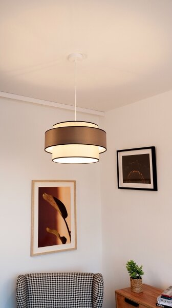Lampadario a sospensione con filo GRACE 1xE27/60W/230V diametro 40 cm color crema/marrone