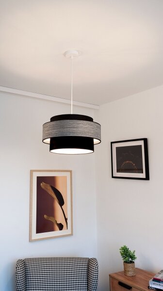 Lampadario a sospensione con filo GRACE 1xE27/60W/230V diametro 40 cm nero/grigio
