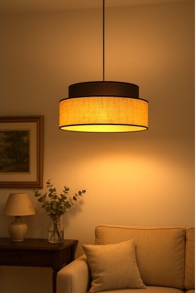 Lampadario a sospensione con filo BOHO 1xE27/60W/230V diametro 40 cm marrone/beige
