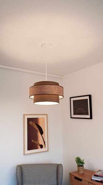 Lampadario a sospensione con filo GRACE 1xE27/60W/230V diametro 40 cm marrone/beige