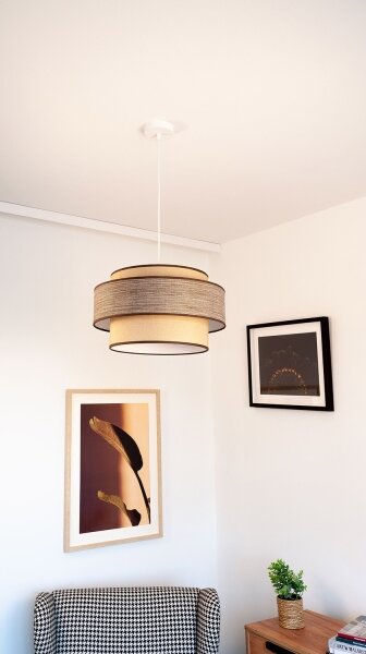 Lampadario a sospensione con filo GRACE 1xE27/60W/230V diametro 40 cm beige/marrone