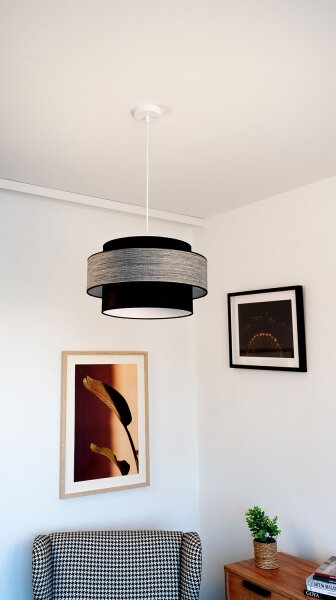 Lampadario a sospensione con filo GRACE 1xE27/60W/230V diametro 40 cm nero/grigio
