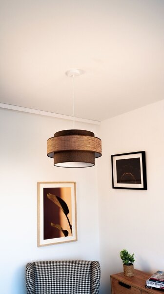Lampadario a sospensione con filo GRACE 1xE27/60W/230V diametro 40 cm marrone/beige