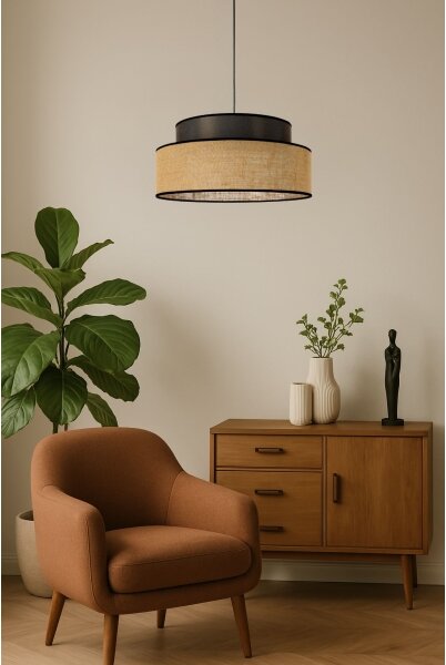 Lampadario a sospensione con filo BOHO 1xE27/60W/230V diametro 40 cm marrone/beige