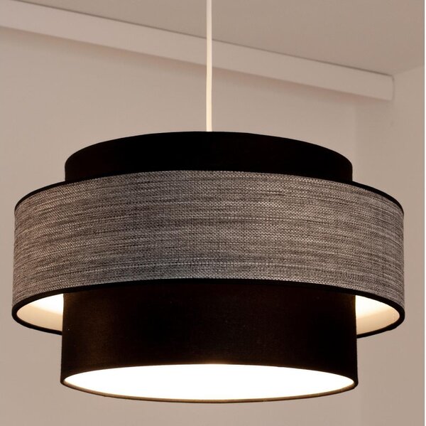 Lampadario a sospensione con filo GRACE 1xE27/60W/230V diametro 40 cm nero/grigio
