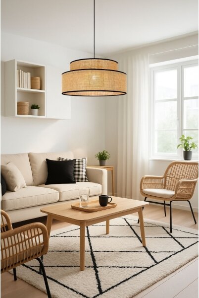 Lampadario a sospensione con filo BOHO 1xE27/60W/230V diametro 40 cm beige