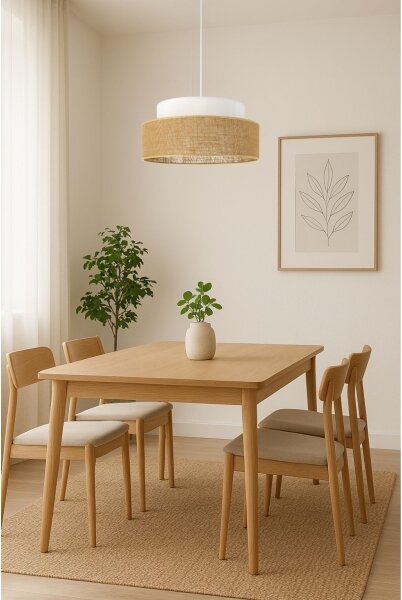 Lampadario a sospensione con filo BOHO 1xE27/60W/230V diametro 40 cm bianco/beige
