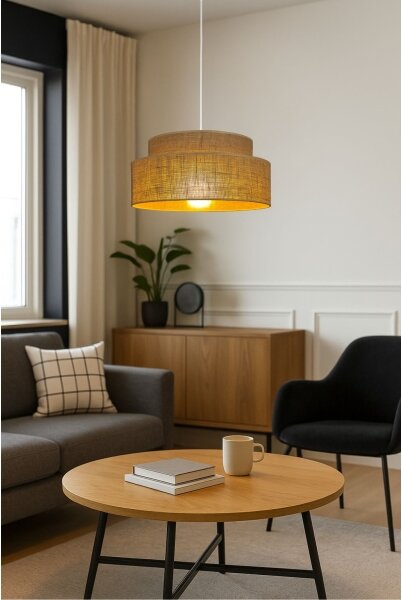 Lampadario a sospensione con filo BOHO 1xE27/60W/230V diametro 40 cm beige