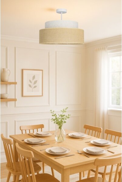 Lampadario a plafone BOHO 1xE27/60W/230V diametro 40 cm color crema/beige