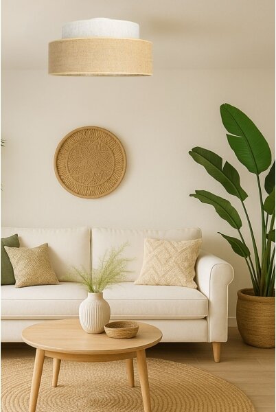 Plafoniera BOHO 1xE27/60W/230V diametro 40 cm color crema/beige