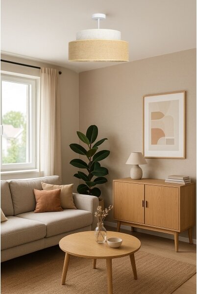 Lampadario a plafone BOHO 1xE27/60W/230V diametro 40 cm color crema/beige