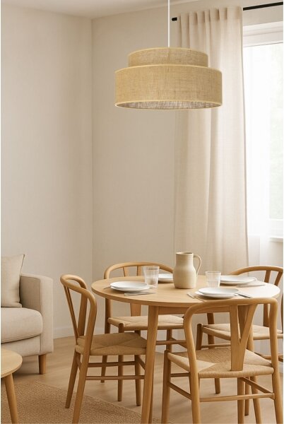 Lampadario a sospensione con filo BOHO 1xE27/60W/230V diametro 40 cm beige