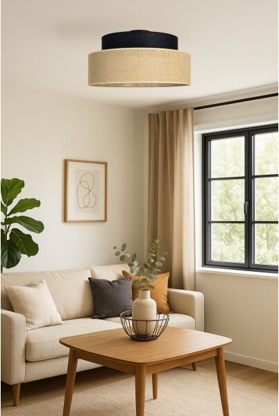 Plafoniera BOHO 1xE27/60W/230V diametro 40 cm nero/beige