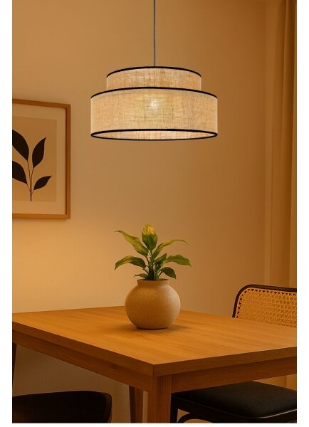 Lampadario a sospensione con filo BOHO 1xE27/60W/230V diametro 40 cm beige