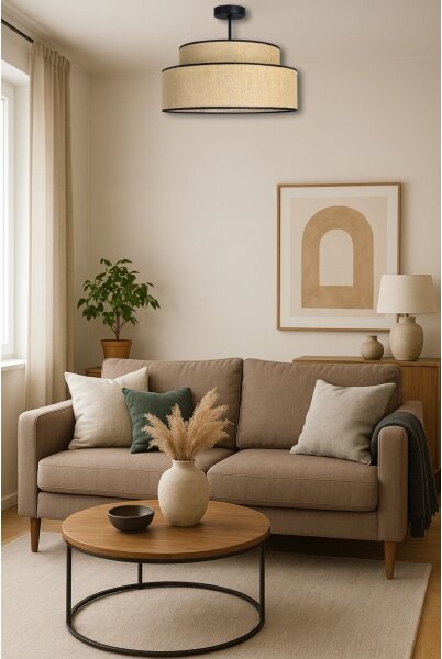 Lampadario a plafone BOHO 1xE27/60W/230V diametro 40 cm beige