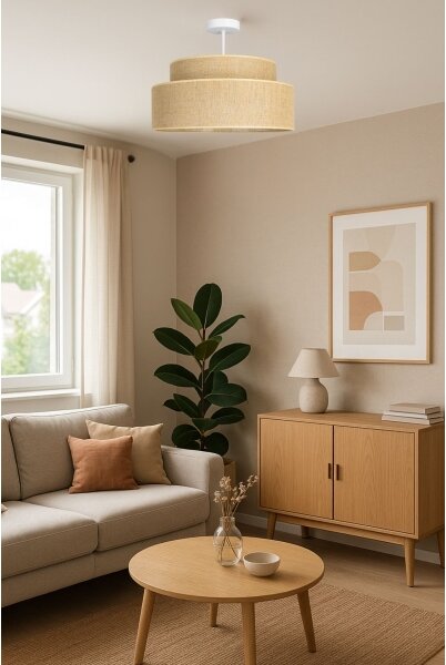 Lampadario a plafone BOHO 1xE27/60W/230V diametro 40 cm beige