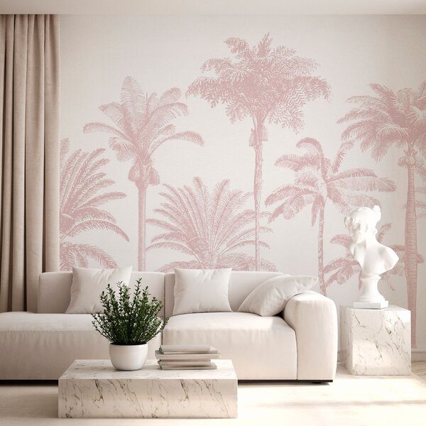 Carta da parati Oasi di palme tropicali colore rosa minimale, Carta da parati Natura, w08111v1 : Uwalls.it