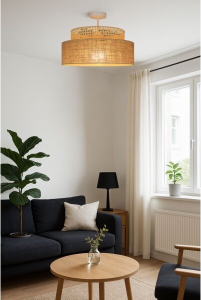 Lampadario a plafone BOHO 1xE27/60W/230V diametro 40 cm rattan