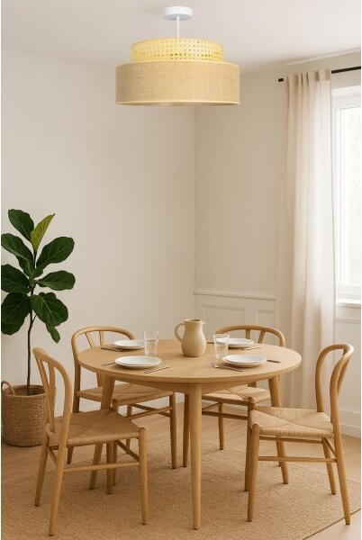 Lampadario a plafone BOHO 1xE27/60W/230V diametro 40 cm rattan