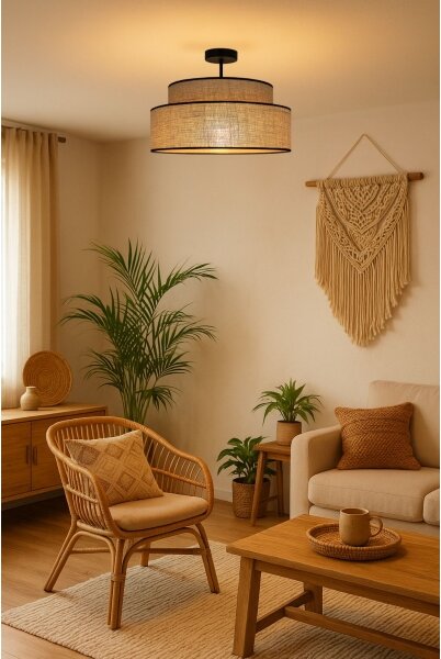 Lampadario a plafone BOHO 1xE27/60W/230V diametro 40 cm beige