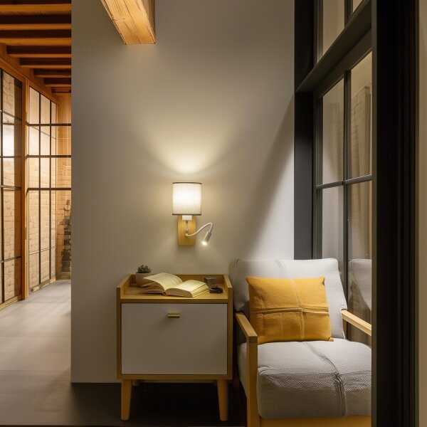 Brilagi - Applique a LED NUBILA WOOD 1xE27/25W/230V + LED/3W quercia/grigio