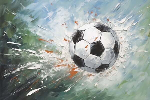 Carta da parati Pallone da calcio volante pittura a olio arte, Carta da parati per gli adolescenti, Carta da parati Calcio, w08117 : Uwalls.it