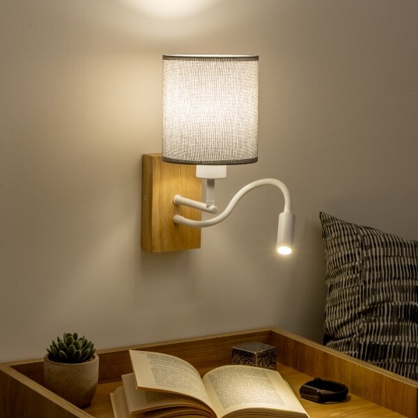Brilagi - Applique a LED NUBILA WOOD 1xE27/25W/230V + LED/3W quercia/grigio