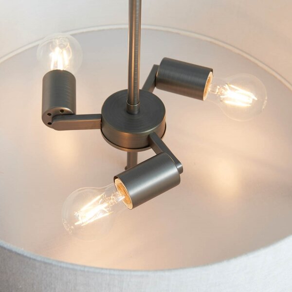 Endon 72635 - Lampadario a sospensione con supporto rigido HAYFIELD 3xE27/40W/230V cromo opaco/grigio