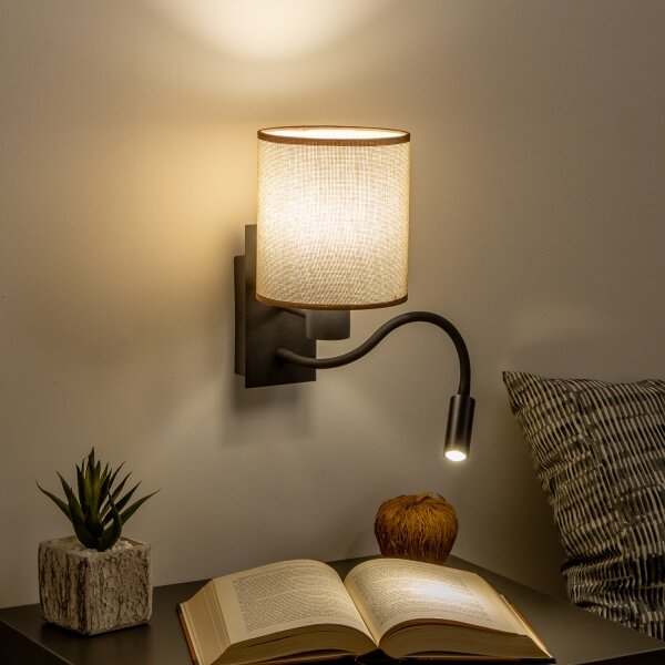 Brilagi - Applique a LED NUBILA 1xE27/25W/230V + LED/3W nero/marrone