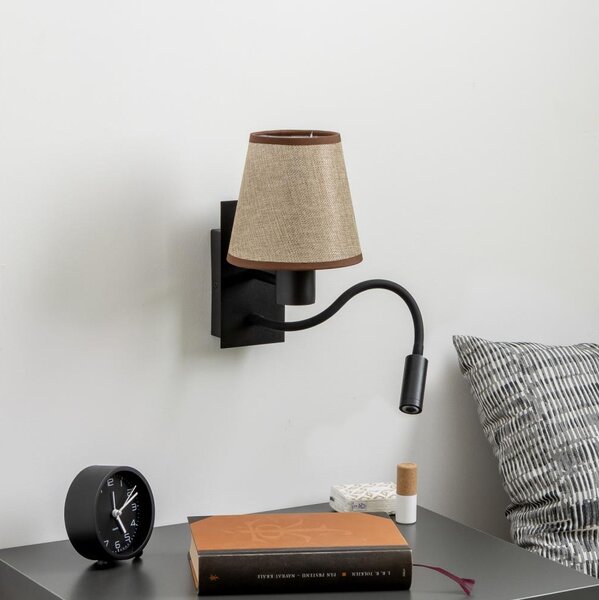 Brilagi - Applique a LED NUBILA 1xE27/25W/230V + LED/3W nero/marrone