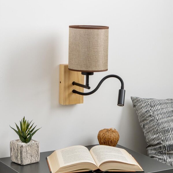 Brilagi - Applique a LED NUBILA WOOD 1xE27/25W/230V + LED/3W quercia/marrone