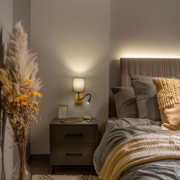 Brilagi - Applique a LED NUBILA WOOD 1xE27/25W/230V + LED/3W quercia/antracite