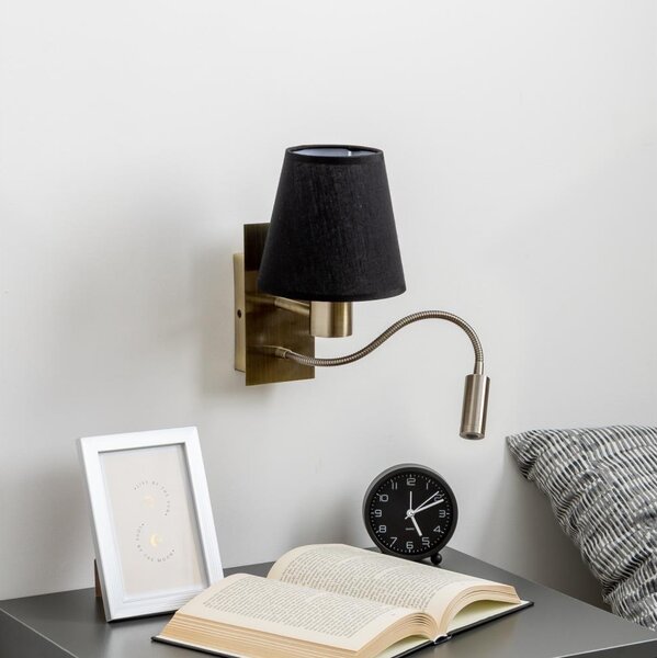 Brilagi - Applique a LED NUBILA 1xE27/25W/230V + LED/3W ottone/nero