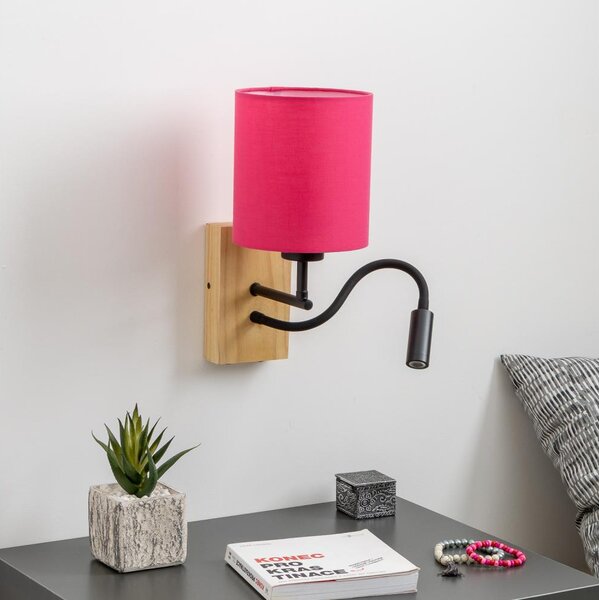 Brilagi - Applique a LED NUBILA WOOD 1xE27/25W/230V + LED/3W quercia/rosa