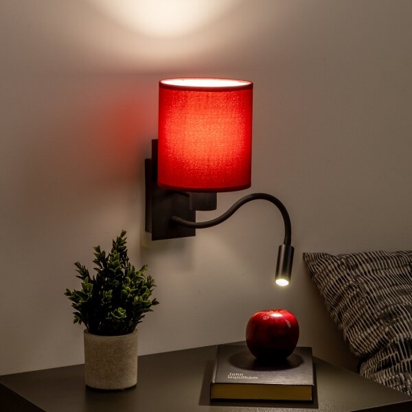 Brilagi-Applique a LED NUBILA 1xE27/25W/230V+LED/3W nero/Pompeiana rosso