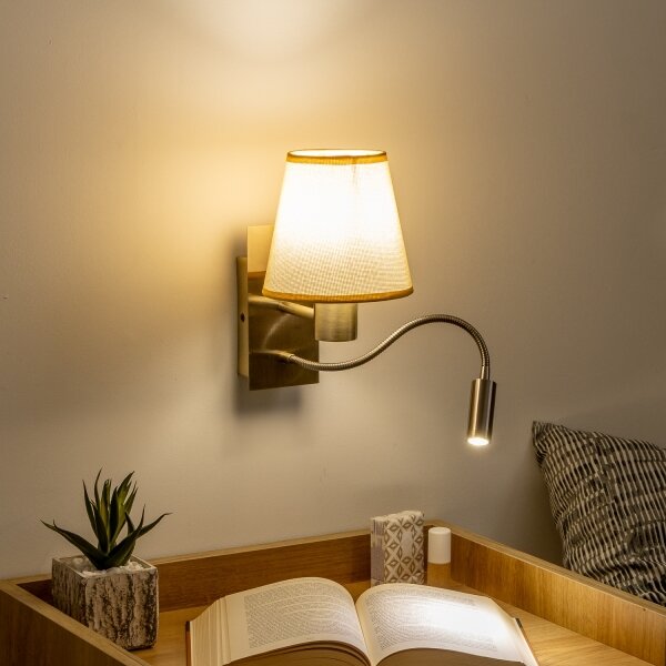 Brilagi - Applique a LED NUBILA 1xE27/25W/230V+LED/3W ottone/marrone chiaro