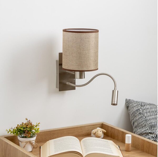 Brilagi - Applique a LED NUBILA 1xE27/25W/230V + LED/3W cromo/marrone