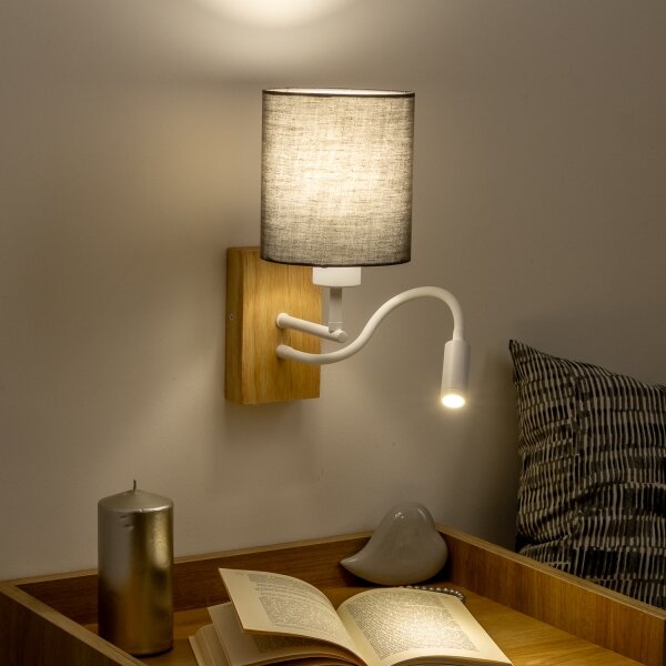 Brilagi - Applique a LED NUBILA WOOD 1xE27/25W/230V + LED/3W quercia/antracite