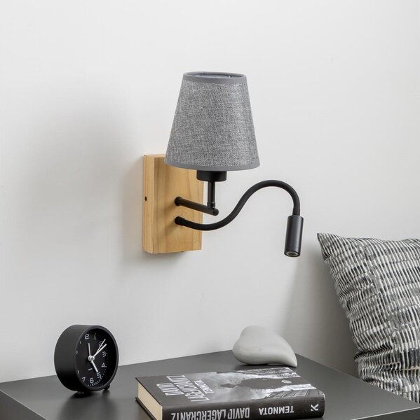 Brilagi - Applique a LED NUBILA WOOD 1xE27/25W/230V + LED/3W quercia/grigio