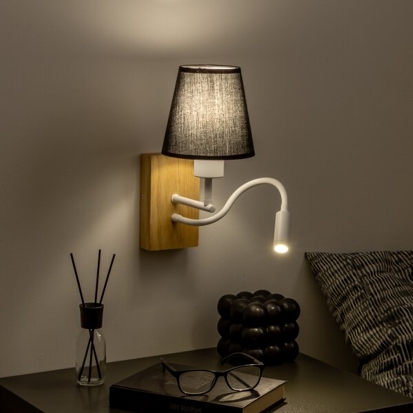 Brilagi - Applique a LED NUBILA WOOD 1xE27/25W/230V + LED/3W quercia/nero