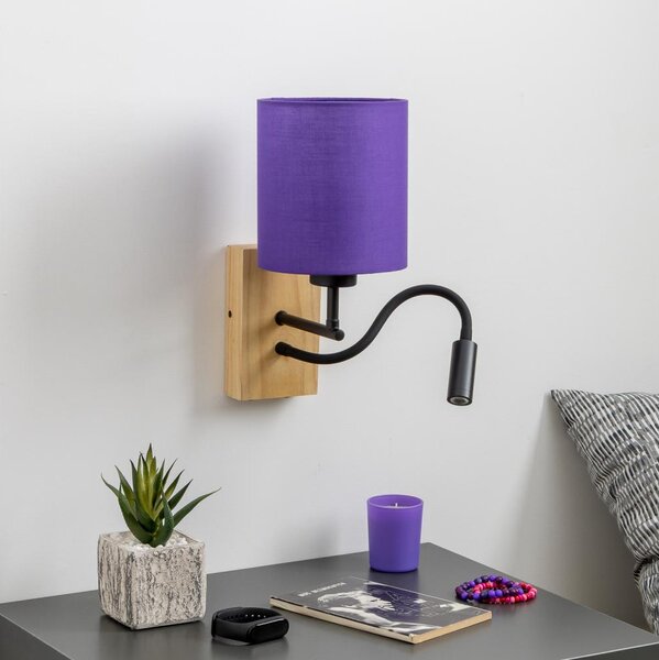 Brilagi - Applique a LED NUBILA WOOD 1xE27/25W/230V + LED/3W quercia/viola